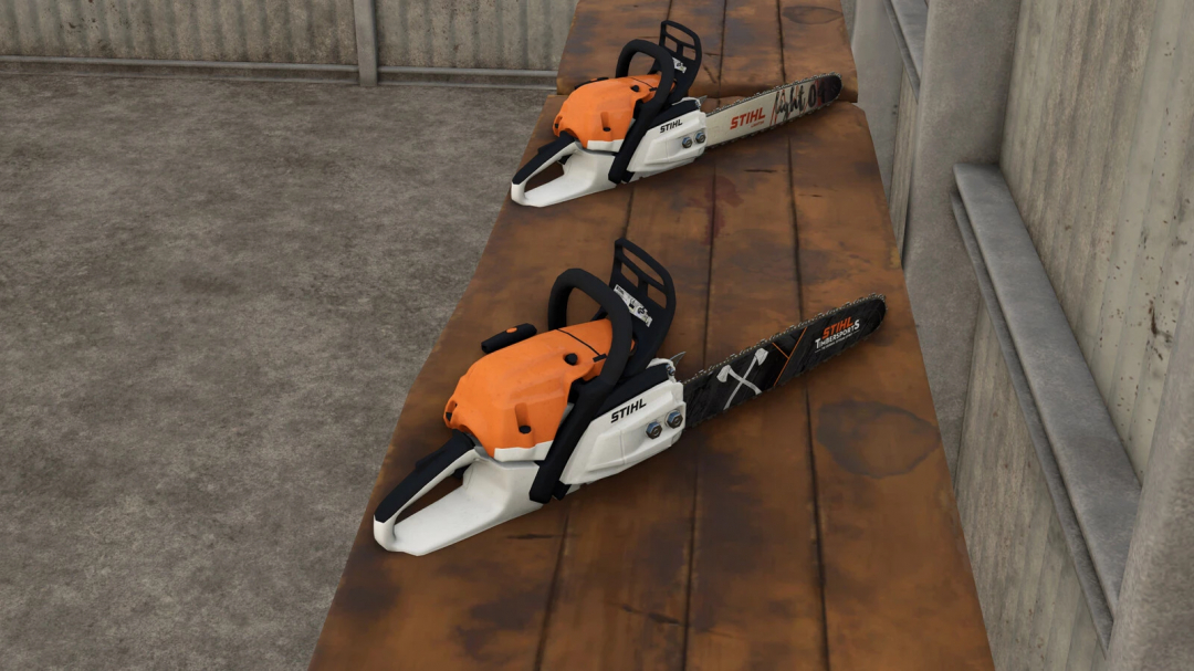 STIHL MS 261 C-M Light 04 chainsaws on a table in FS25 mod version 1.0.0.0.