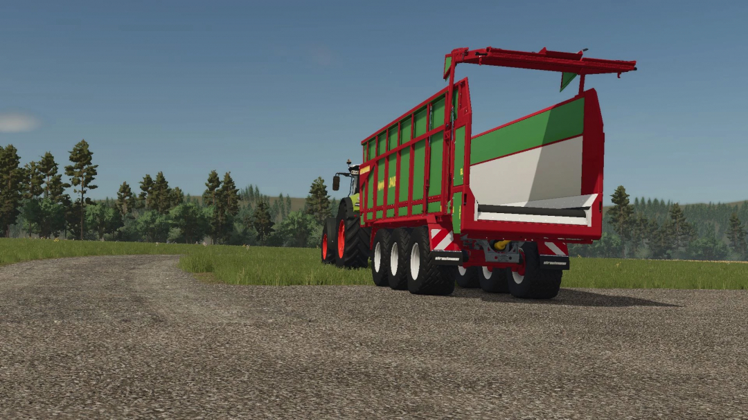 Strautman Aperion 7300 trailer mod in Farming Simulator 25 on a gravel road.