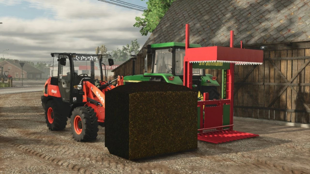 FS25 mods: Strautmann Hydrofox v1.0.0.0 handling silage bale in Farming Simulator 25.