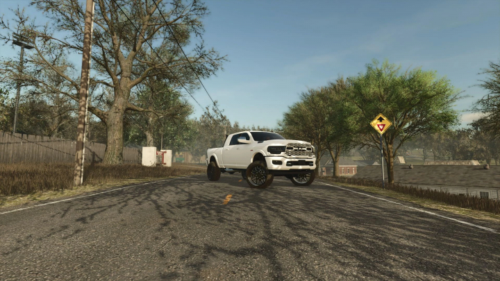 fs25-mods,  2024 Dodge Ram 2500 Mega Cab v1.1.1.1 mod for FS25 on a rural road.