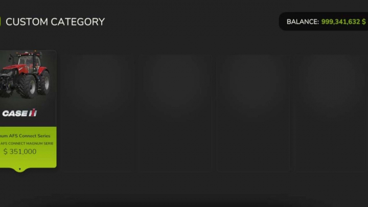 fs25-mods,  FS25 mod 'Add Store Categories' shows custom category with tractor price.