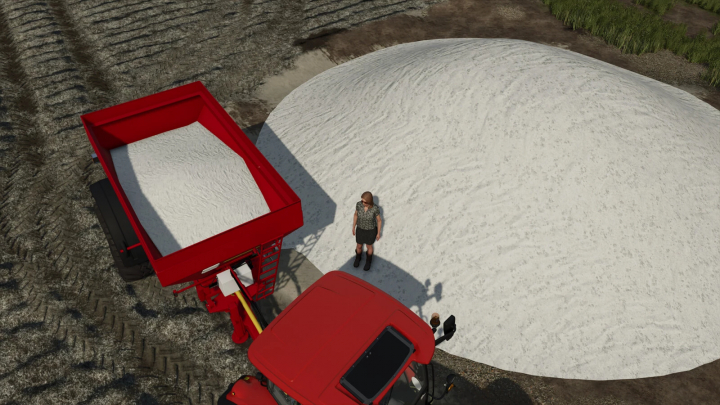 fs25-mods, FS25 mod Buying Slurry Manure And Lime v1.0.0.0 showing a tractor beside a large lime pile.