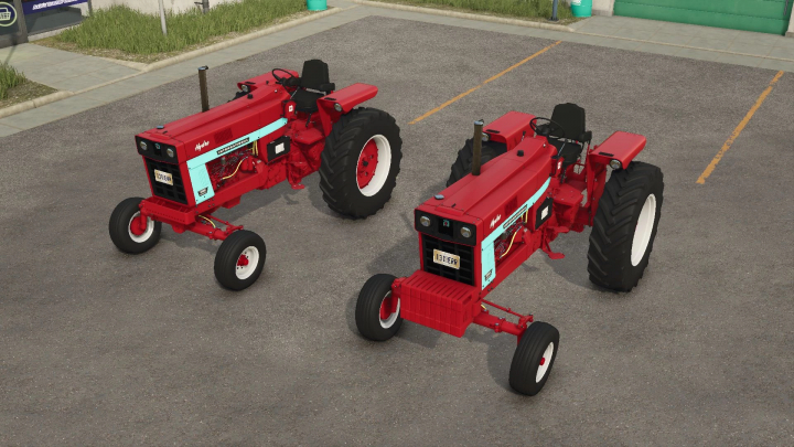 fs25-mods,  Two Case IH Farmall 1066 tractors from FS25 mods in a parking lot.