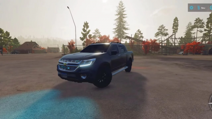 fs25-mods, Chevrolet S10 BR mod in Farming Simulator 25, showcasing a detailed pickup truck in a rural setting.