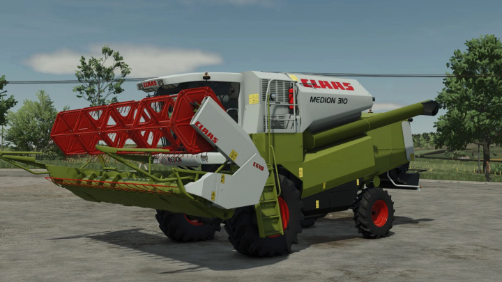 fs25-mods,  Claas Medion 310 harvester mod in Farming Simulator 25 showcasing its detailed design.