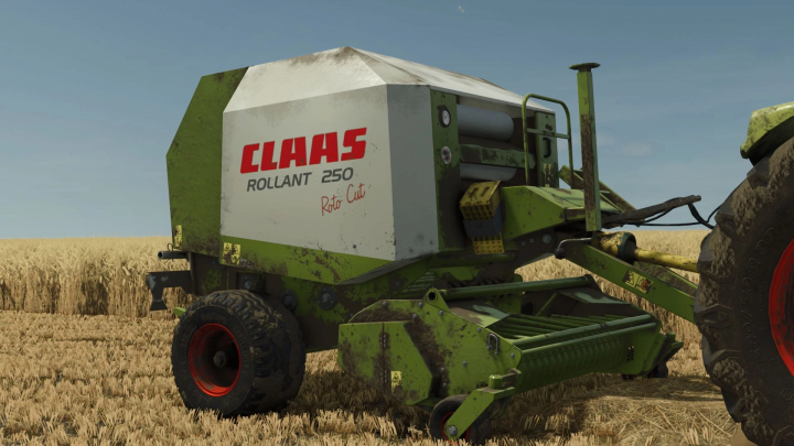 fs25-mods,  FS25 mod: Claas Rollant 250 Roto Cut baler in a wheat field for Farming Simulator 25.