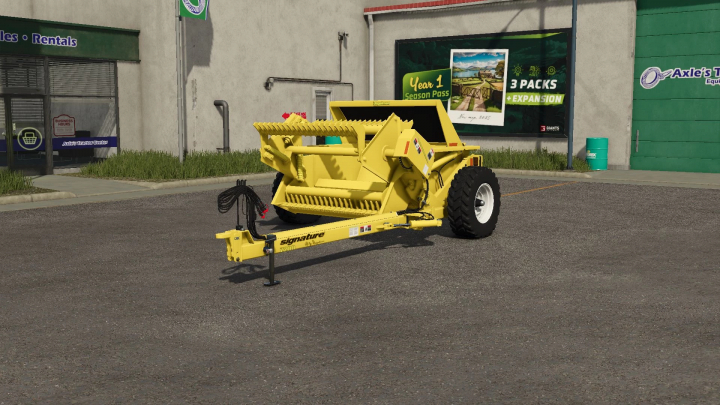 fs25-mods,  FS25 mod Degelman Rock Picker v1.0.0.0 in a parking lot, enhancing farming equipment options in Farming Simulator 25.