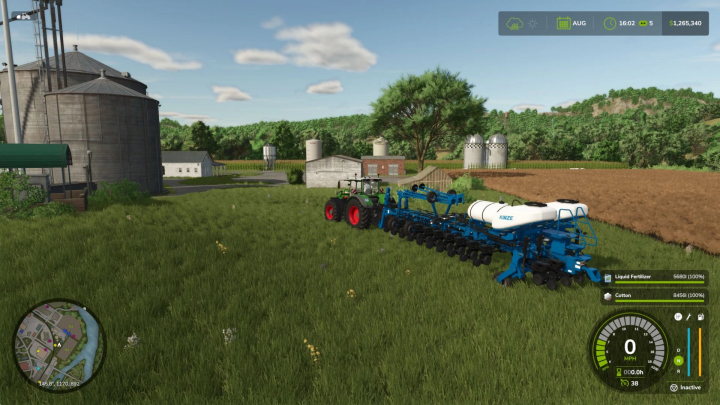 fs25-mods,  FS25 mod Enhanced Capacity v1.0.0.1 showcasing a tractor with a large planter in a farm setting.