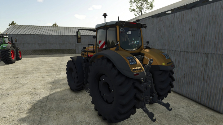 fs25-mods,  Fendt Vario 1000 mod for Farming Simulator 25, featuring a gold tractor on a concrete yard.