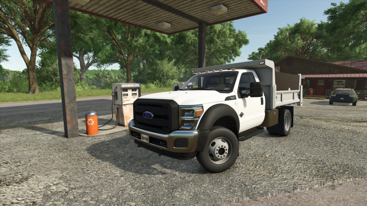 fs25-mods,  Ford F550 Dump Truck mod in FS25 at gas station