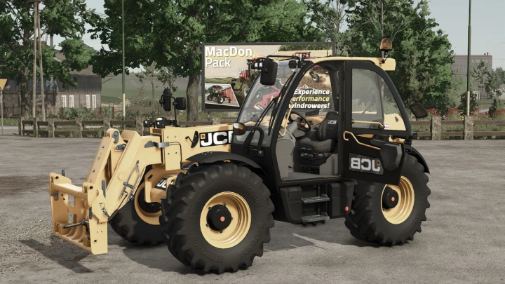 fs25-mods,  JCB 542-70 v1.1.0.0 mod featured in FS25, showcasing a telehandler in a rural setting.