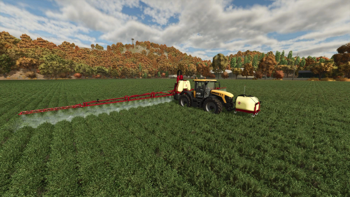 fs25-mods,  JCB Fastrac 4220 spraying crops in FS25 mod, Farming Simulator 25.