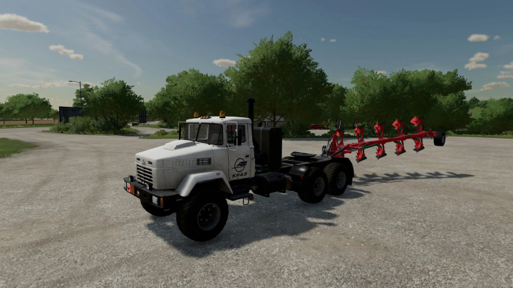 fs22-mods,  Kraz 6322 truck mod in FS22, showcasing detailed design and utility for Farming Simulator 22 gameplay.