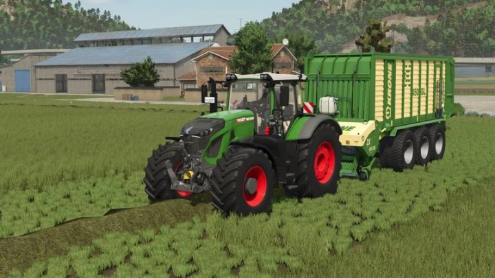 fs25-mods, Tractor with Krone ZX trailer in FS25 mod, Farming Simulator 25 scene.