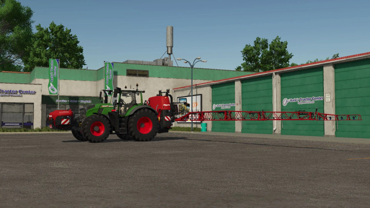 fs25-mods, Farming Simulator 25: Kverneland IXter B18 sprayer mod in front of a tractor center