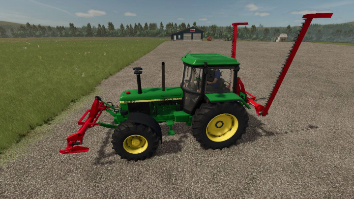 fs25-mods,  FS25 mods: Green tractor with Lizard Cutting Bars v1.0.0.0 on a field in Farming Simulator 25.