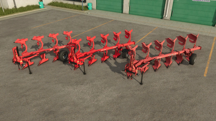 fs25-mods,  Lizard KM180 4+1+1 plow mod for Farming Simulator 25 in a parking area.