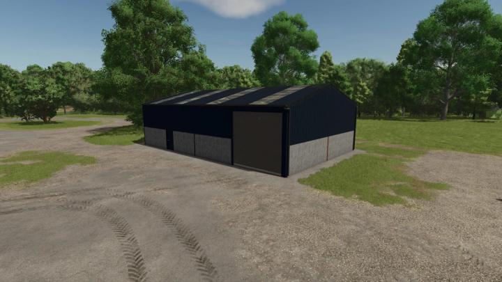 fs25-mods,  Machinery Shed in FS25 mod, Farming Simulator 25, set in a lush green landscape.