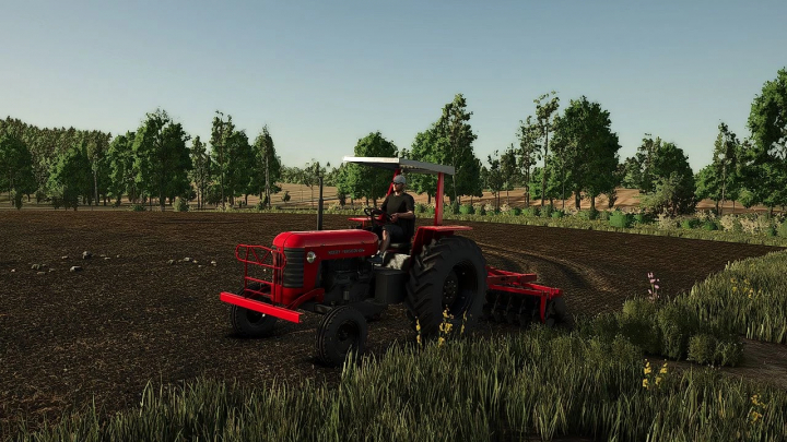 fs25-mods,  Massey Ferguson 235 tractor mod in action in Farming Simulator 25 field.