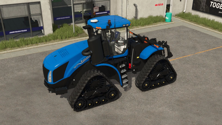 fs25-mods,  New Holland T9 Tracks mod for FS25 in a parking area, showcasing its detailed design.