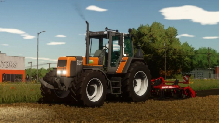 fs22-mods, Renault TZ tractor mod for FS22 in a field, Farming Simulator 22 mods.