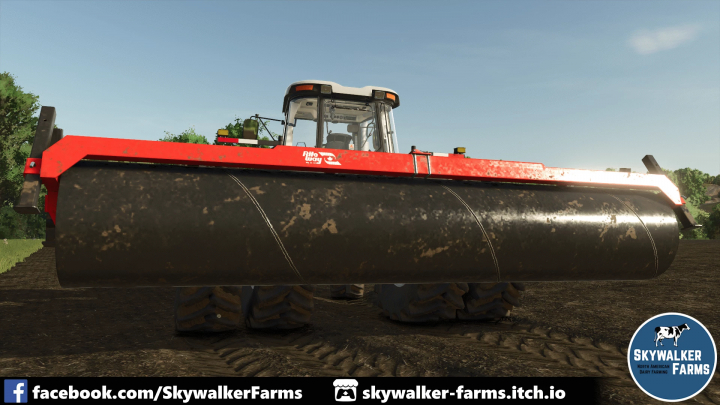 fs25-mods, FS25 mod: Rite Way Mfg. TPH-20 Land Roller v1.0.0.0 in Farming Simulator 25 game field.