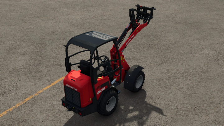 fs25-mods,  Schäffer 2630 loader mod in Farming Simulator 25, showcasing its red design and articulated arm.