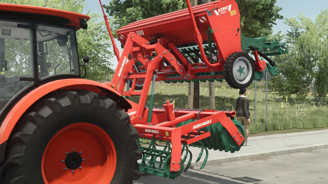 FS25 mod Agromasz AS3 v1.0.0.0 on a tractor, showcasing farming equipment in Farming Simulator 25.