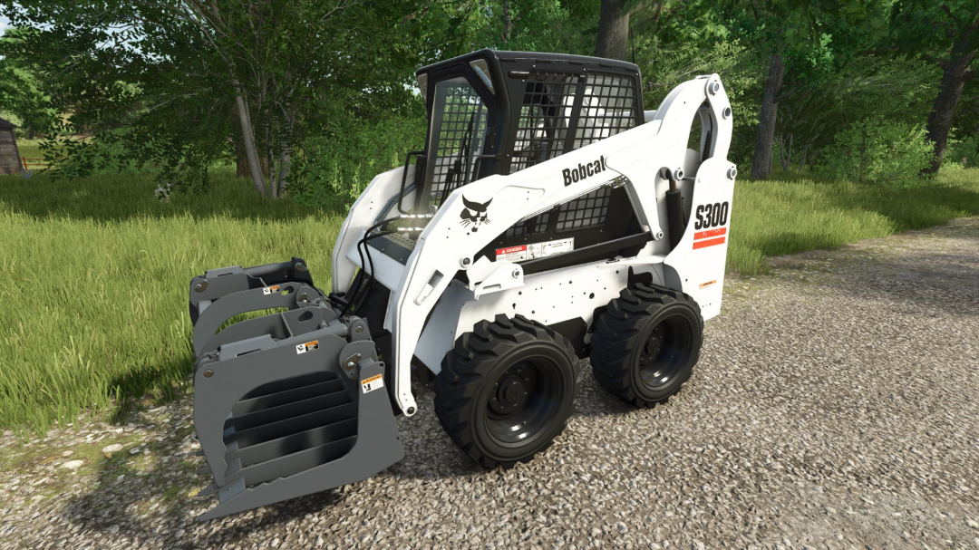 Bobcat 190/300 Series mod in FS25, displayed on a farm path amid lush greenery.