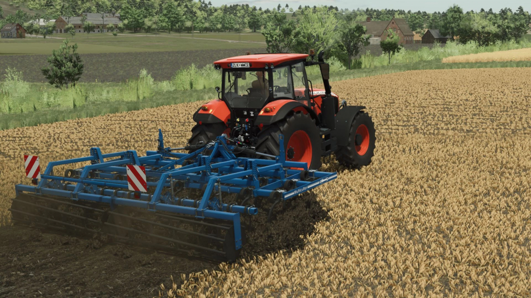 FS25 mod Bonnel Multicultor v1.0.0.0: tractor cultivating a field in Farming Simulator 25.