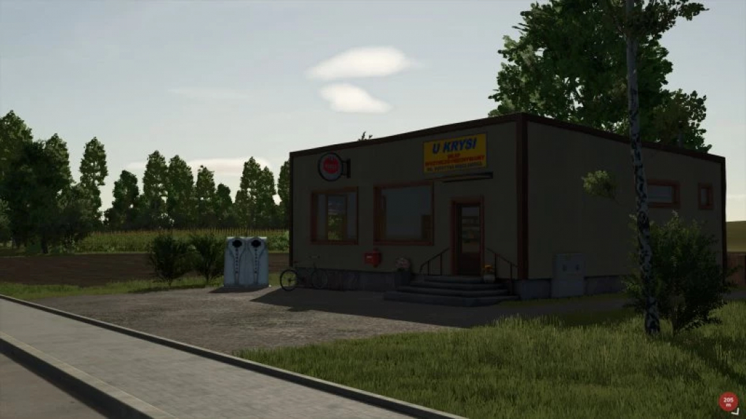 Building in Bozany Map, a FS25 mod for Farming Simulator 25, surrounded by trees and fields.