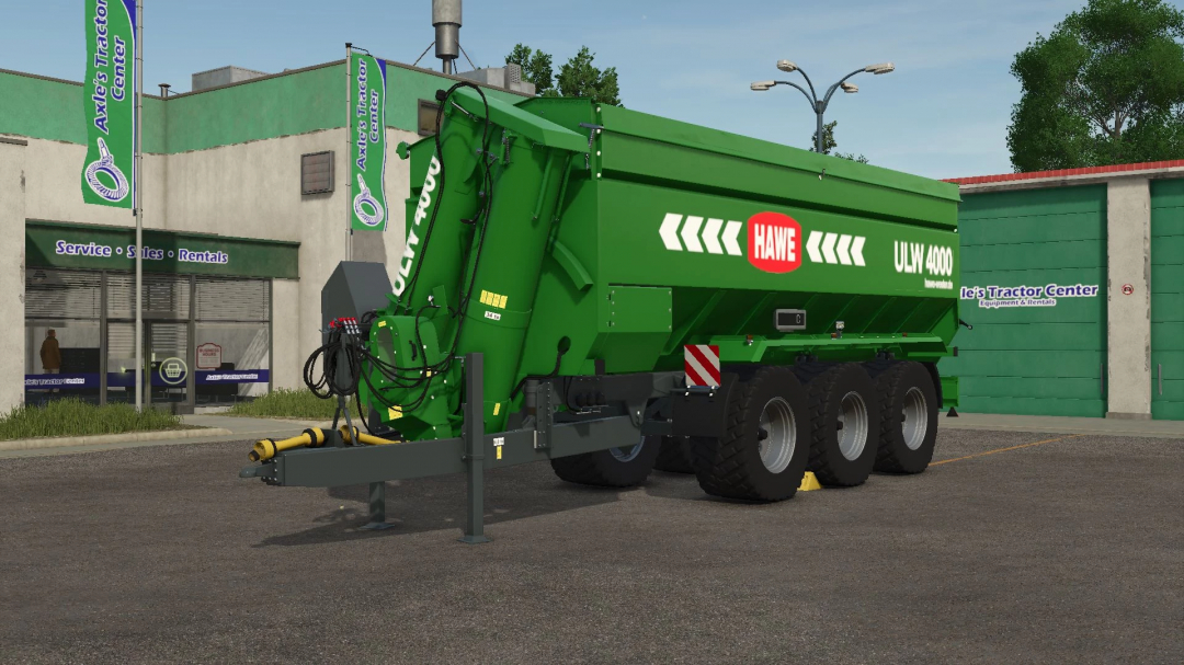 FS25 mod Hawe ULW 4000 showcased at Axle's Tractor Center.