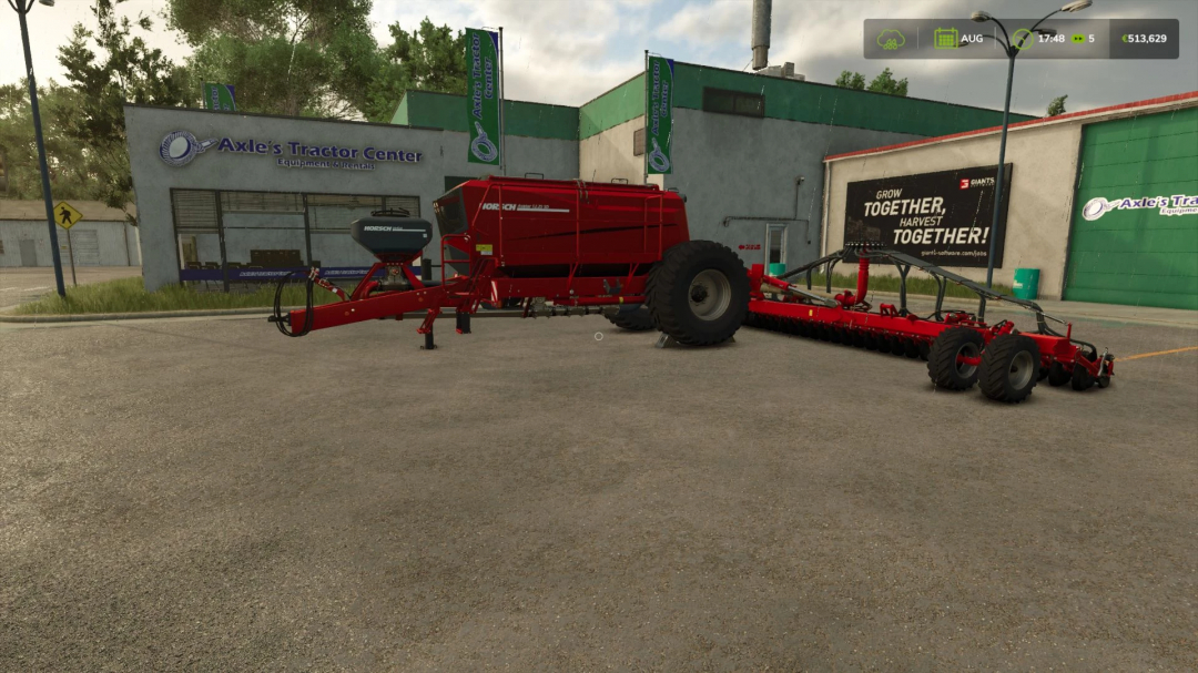 Horsch Avatar 1225 SD mod in FS25 at Axle's Tractor Center, showcasing farming equipment.