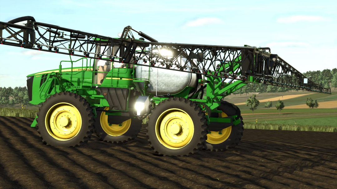 John Deere 4940 mod in FS25 on a field, showcasing advanced farming machinery for Farming Simulator 25.