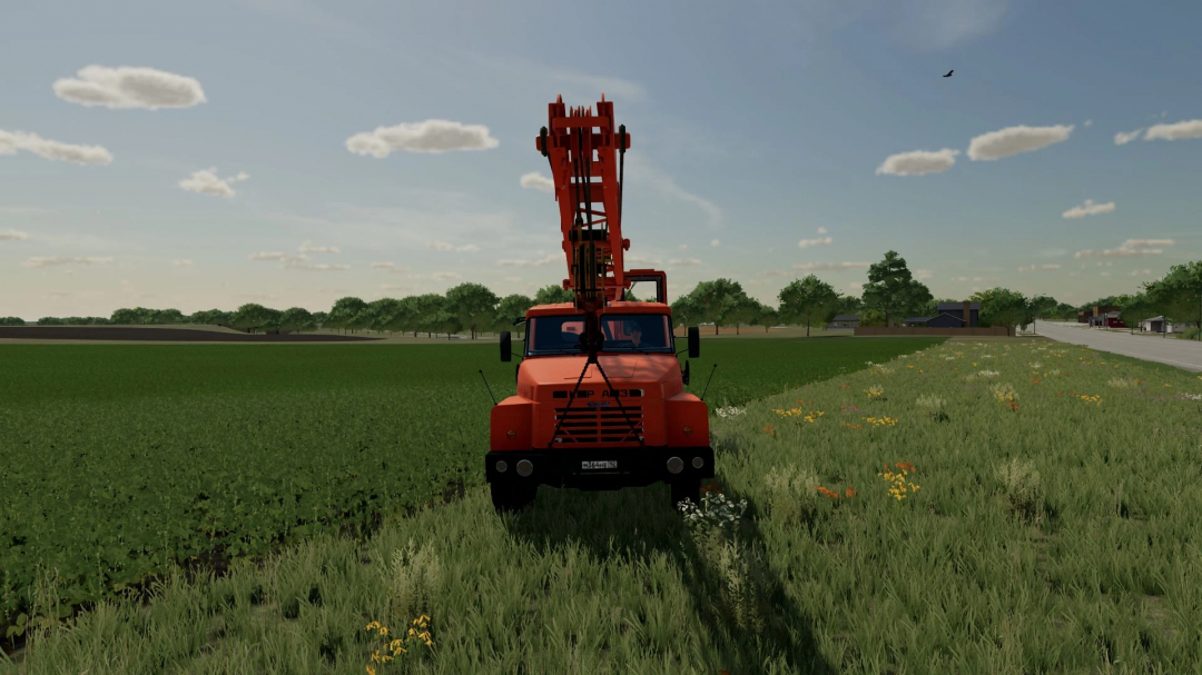 FS22 mod KrAZ 250 KS4561 truck in a field, Farming Simulator 22 mod