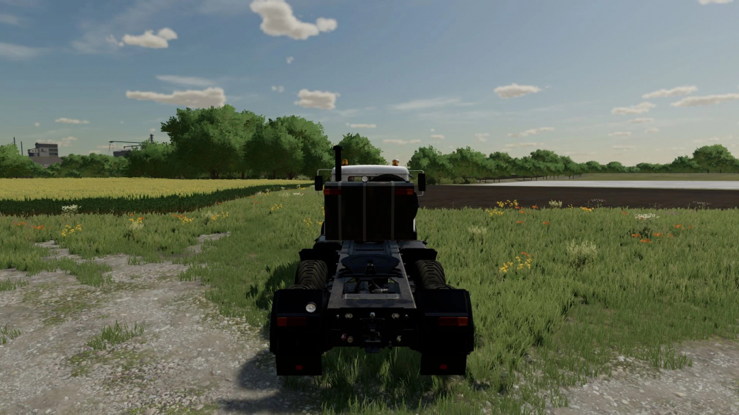 Rear view of Kraz 6322 truck in Farming Simulator 22 mod, parked on a grassy field.