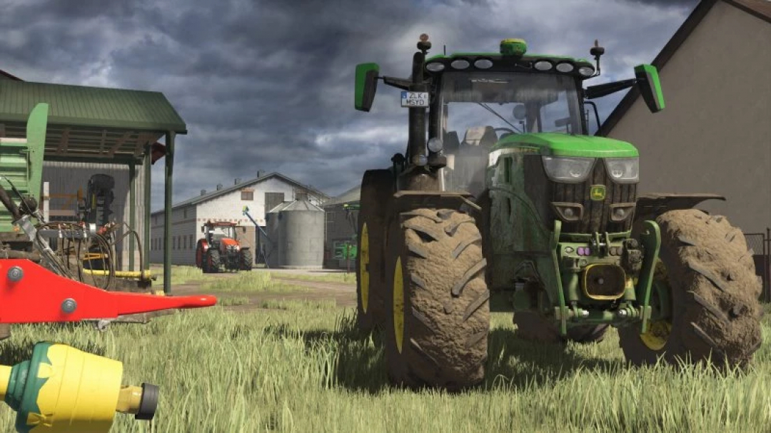 Farming Simulator 25 mod image of Medium Polish Farm with tractor and equipment.