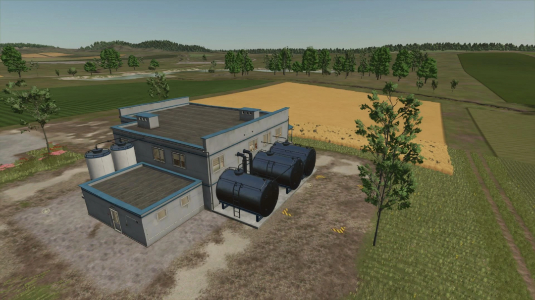 FS25 mod Methane production facility in rural landscape, Farming Simulator 25