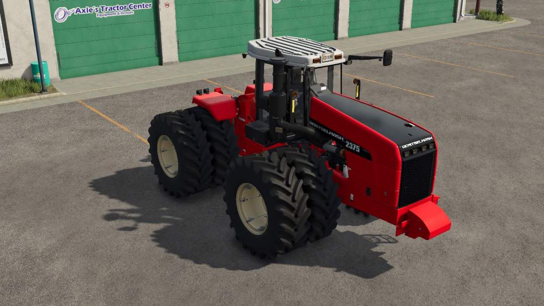 FS25 mod Rostselmash RSM 2375 tractor in parking lot, Farming Simulator 25 mods.