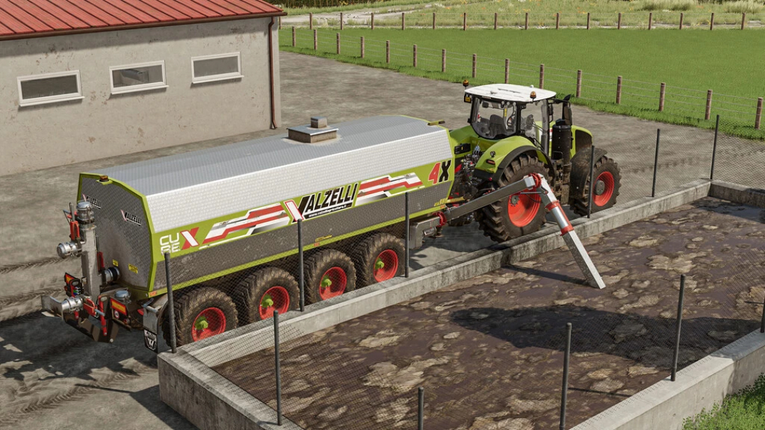 FS22 mod Valzelli Cubex v2.0.0.0 tractors spreading slurry in Farming Simulator 22.