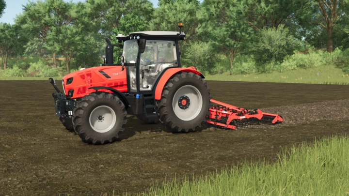 fs25-mods, FS25 mod Akpil Rylec v1.0.0.0 showing a red tractor with attached plow on a field.