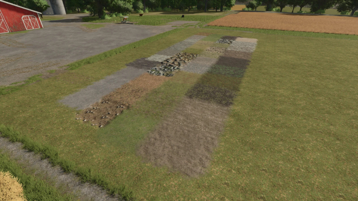 fs25-mods,  FS25 mod showcasing all ingame ground textures in Farming Simulator 25, featuring various soil types on a farm.