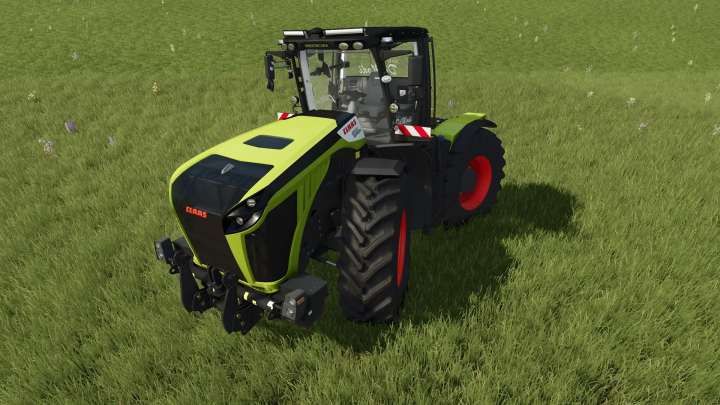 fs25-mods,  Claas XERION 5000 Special mod for FS25, showcasing a green tractor on a field. Farming Simulator 25 mods.