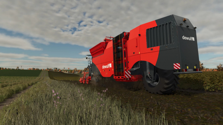 fs25-mods, Dewulf Kwatro harvester in FS25 mod on a field, Farming Simulator 25 mods