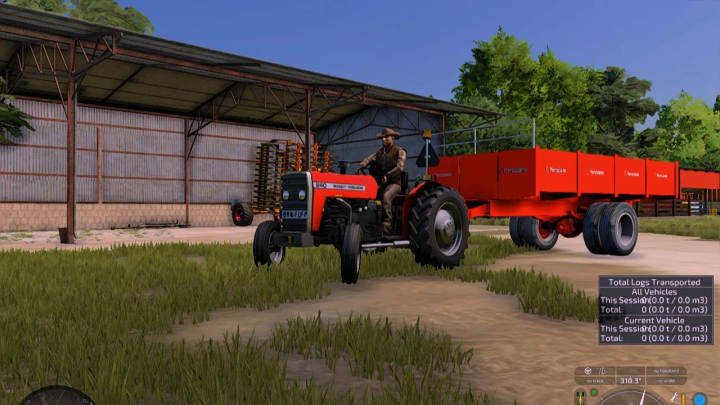 fs22-mods, FS22 mod HERCULANO Agricultural Trailer v1.0.0.0 attached to a tractor in Farming Simulator 22.