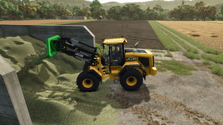 fs25-mods,  FS25 mod: JCB loader moving silage with Holaras Silage Pack in Farming Simulator 25.