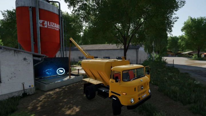 fs22-mods,  IFA BABOLNA truck mod in FS22 near Lizard storage silo.