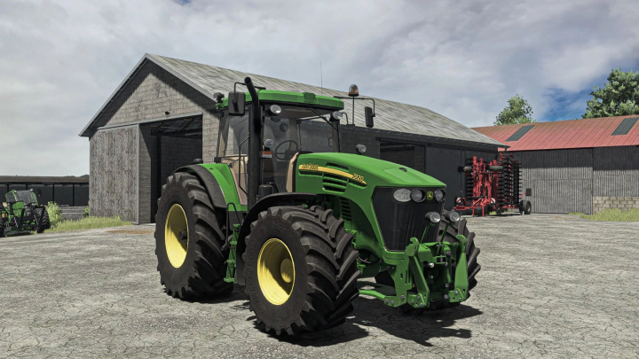 fs25-mods,  John Deere 7020 Series tractor mod in Farming Simulator 25, set in a barnyard scene.