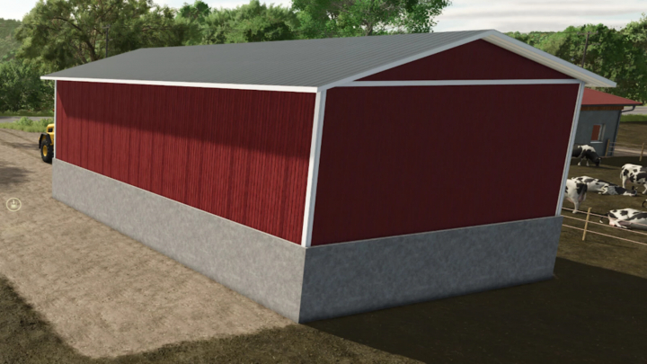 fs25-mods,  FS25 mod Manure Heap With Roof v1.0.0.0 showing a red farm building with a roof in Farming Simulator 25.