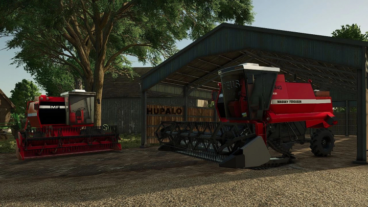 fs25-mods, Massey Ferguson 3640 harvester mod for Farming Simulator 25 in a barn setting.